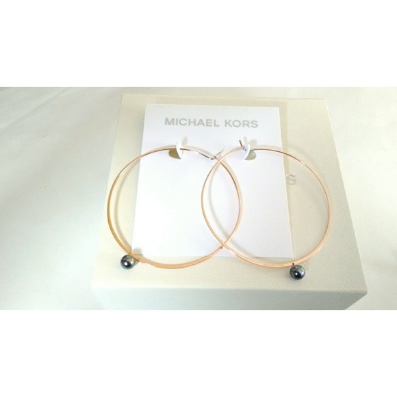 MICHAEL KORS Rose Goldtone Hoop Earrings with Box - Picture 4 of 7